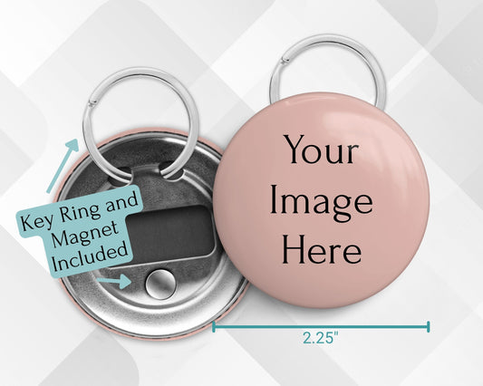 Custom Photo Bottle Opener – 2.25" Round with Magnet & Keyring Option (Market Listing)