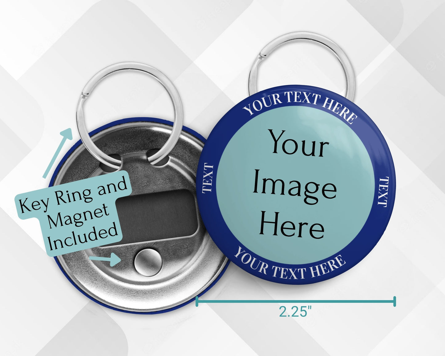 Personalized Bottle Opener with Photo, Colored Ring & Text – 2.25" Round