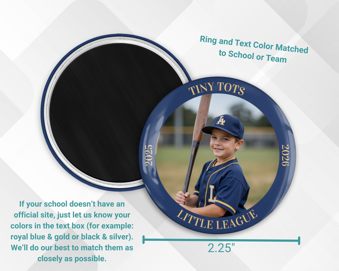 Personalized 2.25" Magnet – Add Photo, Rim Text & Team Colors