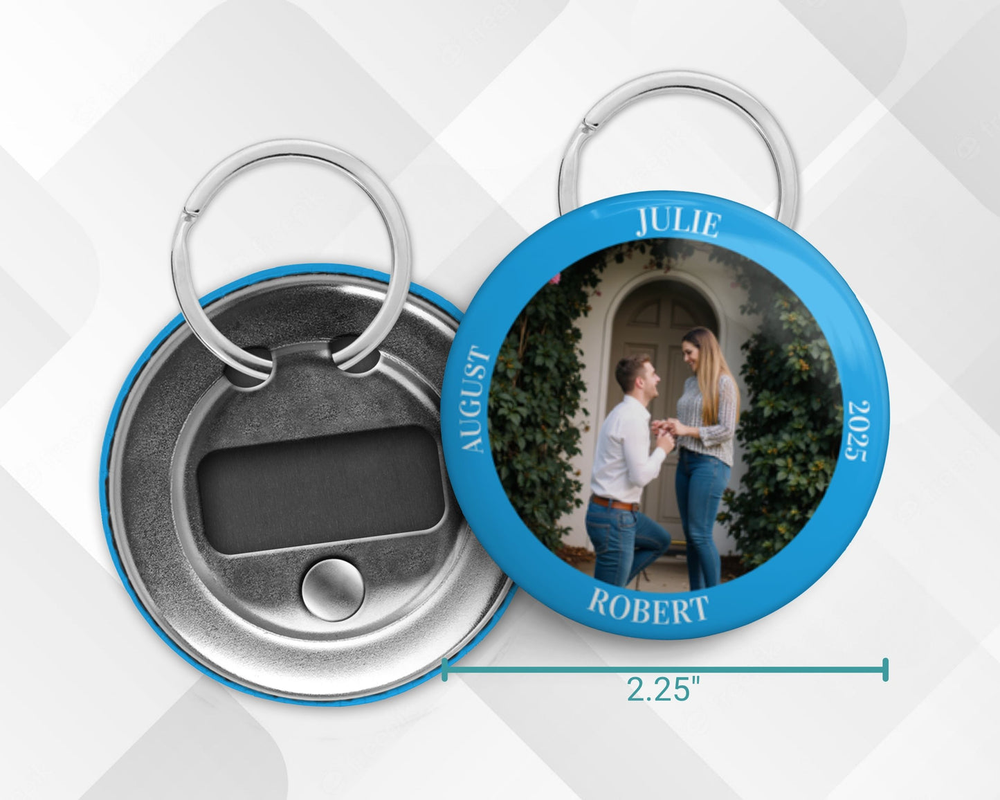 Personalized Bottle Opener with Photo, Colored Ring & Text – 2.25" Round