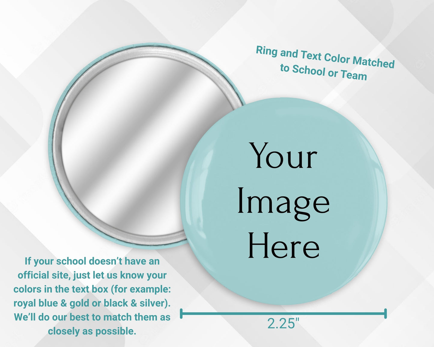 Personalized 2.25" Photo Mirror - Add Photo, Rim Text & Colored Ring – School, Team, or Event Keepsake