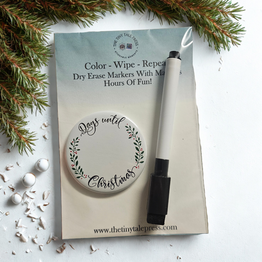 Christmas Countdown Magnet – 2.25" Round (with Dry Erase Marker)