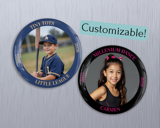 Personalized 2.25" Magnet – Add Photo, Rim Text & Team Colors